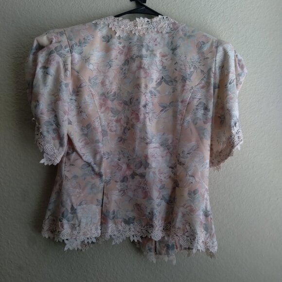 Vintage Nah Nah Collections by Jonathan Tait Peachy Pink Floral Lace Jacket - Picture 3 of 7